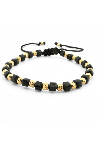 Onixbox Bracelet with Silver Beads Plated with 18K Gold and Faceted Cubic Cry...