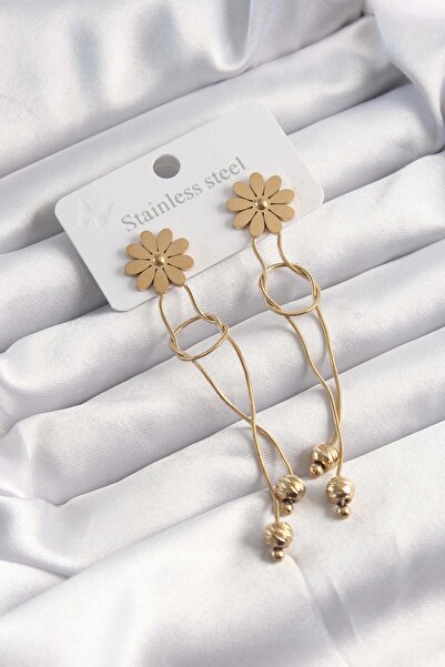 cleovibe 316L Steel Gold Color Dangle Knot Model Daisy Earrings Linea