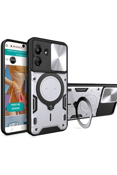 Orso Θήκη Αδιάβροχη Κάμερα με Σταντ και Συρόμενη Βάση Ασημί Poco C65