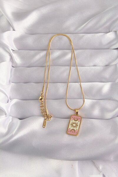 cleovibe قلادة دولتشي 316l من الفولاذ باللون الذهبي مع شكل قمر مرصع بالمينا