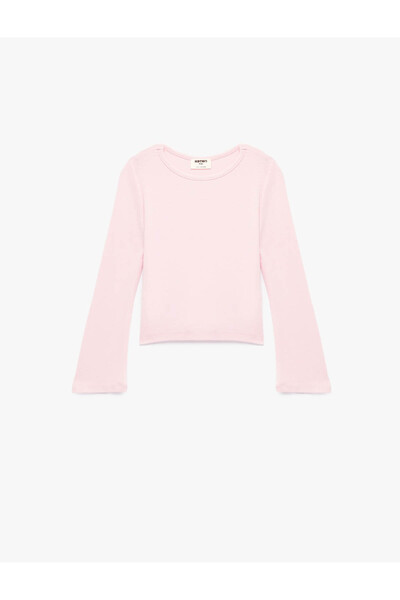 Koton Дългоръкавна вискозна базова тениска с велосипедна деколте