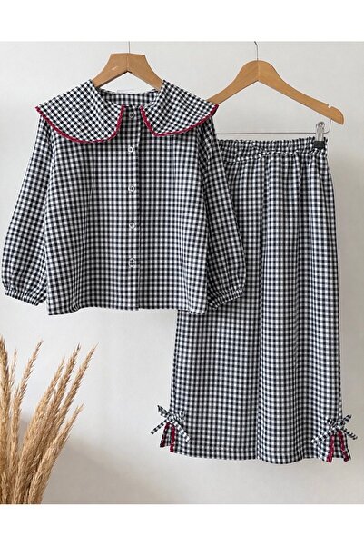 Alvadonna στρογγυλός γιακάς Φαρδιά μπατζάκια ΣΕΤ ΜΕ ΛΕΠΤΟΜΕΡΕΙΕΣ ΦΙΟΝΟΥ ΚΑΙ Κ...