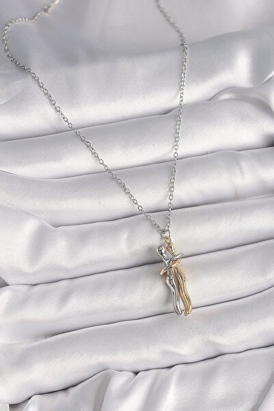 cleovibe قلادة ميرا 316l من الفولاذ باللون الفضي بتصميم سلسلة ملتفة