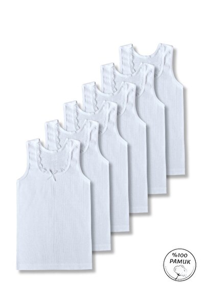 Panfilia 100% Cotton Girls' Thick Strap Undershirt 6-Piece Pack / Undershirt ...