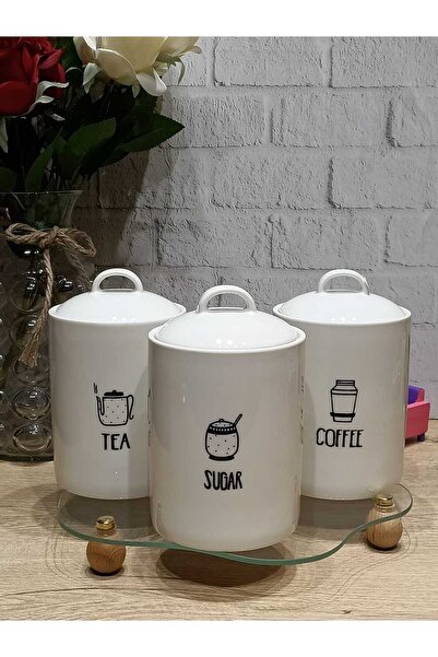 Pembishayatlar Countertop 3-Piece Porcelain Vacuum Lid Jar Set