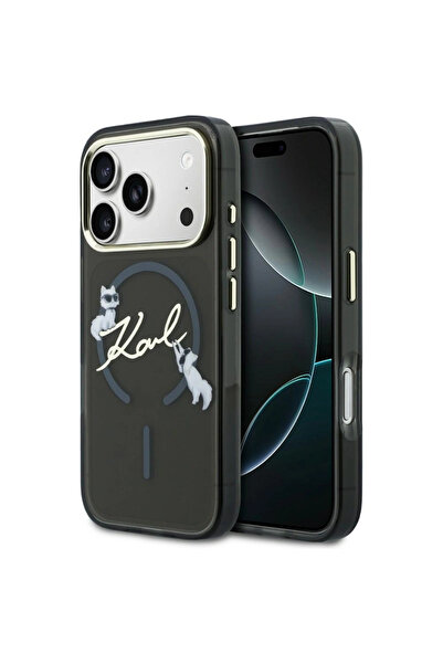 Karl Lagerfeld Θήκη IML Choupettes Karl Script Logo MagSafe Black iPhone 17 P...