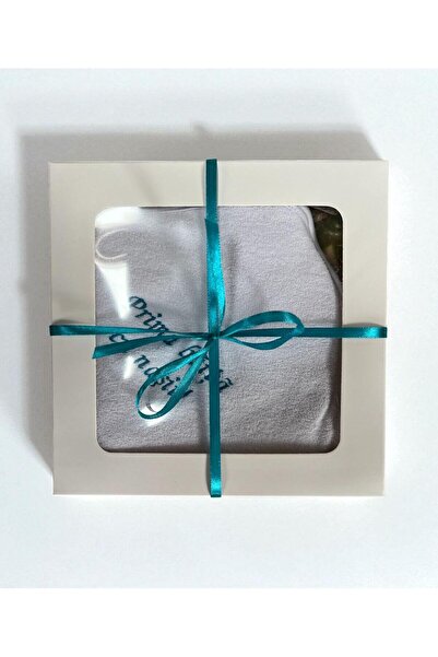 Your Baby Store Embroidered towel - turquoise “First bath with the godparents...