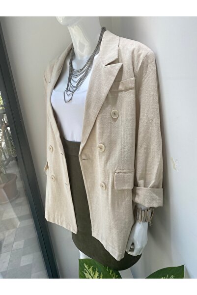 Quzu Önü Düğme Detaylı Uzun Kollu Blazer Ceket