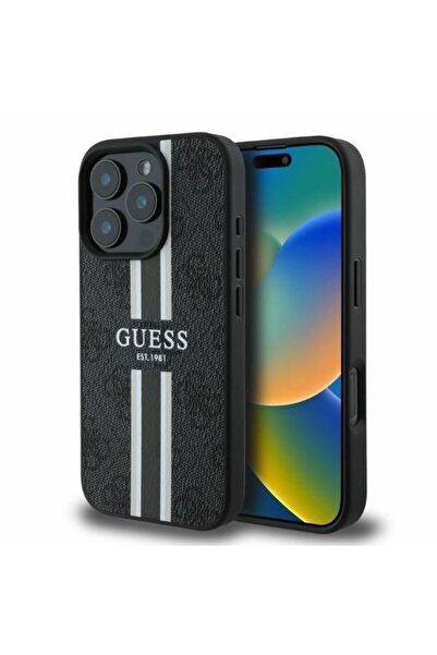 Guess Θήκη 4G Stripes Logo Magsafe Black iPhone 16 Pro Max
