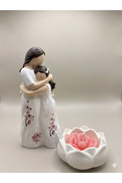 Zedef Tasarım Anne & Kız Sevgisi biblo mumluk set