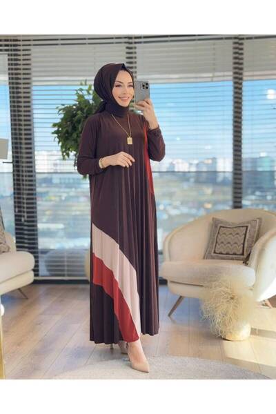 MODAMÜNASİP Brown Rainbow Sandy Dress