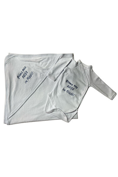 Your Baby Store Prosop si body prima mea baita cu nasii brodate - albastru el...