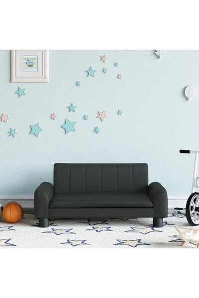 Concept Παιδικός καναπές, μαύρος, 70x45x30 εκ., οικολογικό Δερμάτινο