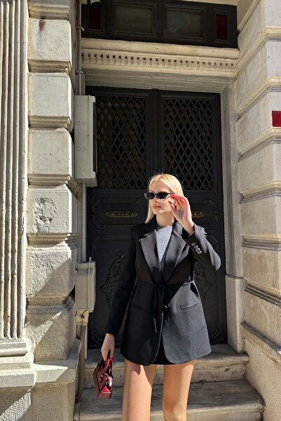 lizge giyim Lace-Up Detail Blazer Jacket