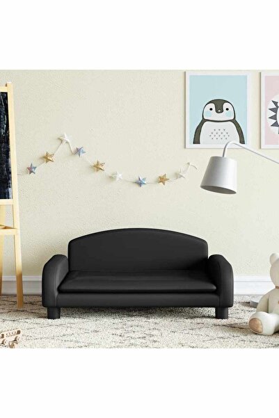 Concept Παιδικός καναπές, μαύρος, 70x45x30 εκ., οικολογικό Δερμάτινο