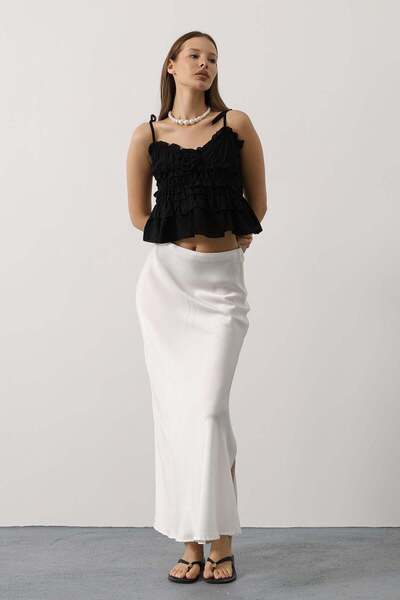 Secret Passion Lingerie Women's Cropped Blouse with Tie and Rose Detail on St...