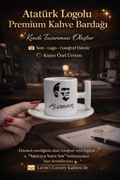 Lavin's Lavin’s Luxury Atatürk Logolu Premium Kahve Fincanı