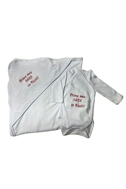 Your Baby Store Prosop si body prima mea baita cu nasii brodate - rosu , bumbac