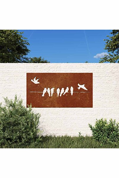 Concept Decorațiune perete grădină 105x55 cm design păsări oțel Corten