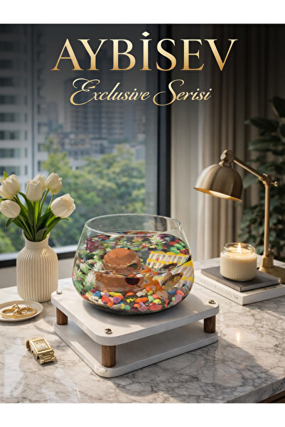 Okay Beta Akvaryum Cam Fanus Dekoratif Hediyelik Modern Şık Ev Ofis Masa Akse...