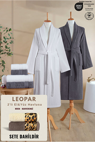Ellaline 6-Piece Family Shawl Bathrobe Set 100% Cotton Certified + Leopar 2-P...