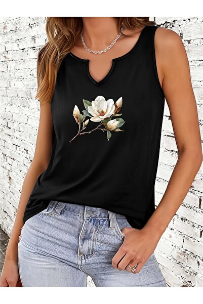 mercoledi Women's Mix Printed Half V-Neck Sleeveless Regular Fit Comfortable ...