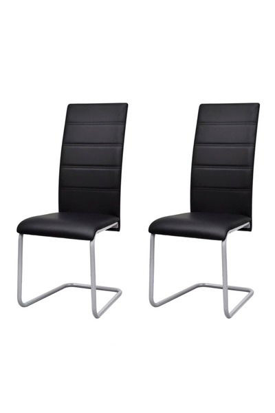 Concept Καρέκλες κουζίνας κονσόλα, 2 τεμ., μαύρες, οικολογικό Δερμάτινο
