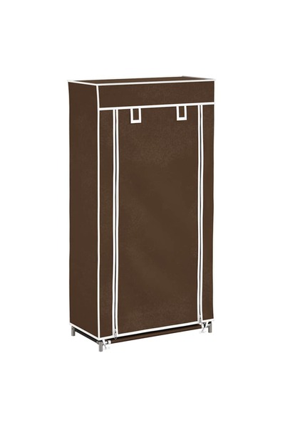 Concept Dulap pantofi cu husă din material textil, 58 x 28 x 106 cm, Maro