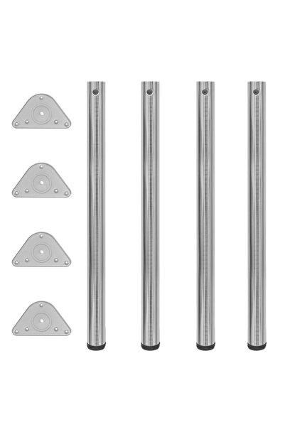 Concept Picioare de masă din nichel șlefuit, înălțime reglabilă, 4 buc, 870 mm