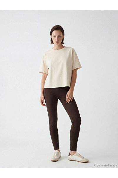 LC Waikiki Brown High Waist Women's Leggings Trousers