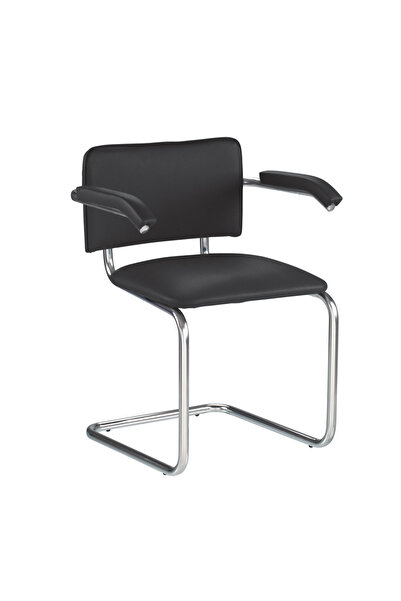 Concept Mobili MURIELLO Πολυθρόνα επισκέπτη, μαύρο οικολογικό Δερμάτινο