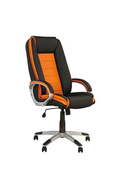Concept Mobili Διευθύνουσα καρέκλα RALLY, μαύρο-πορτοκαλί οικολογικό Δερμάτινο