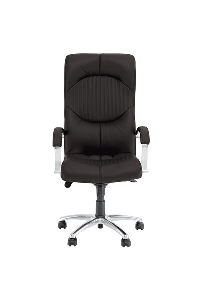 Concept Mobili Εκτελεστική καρέκλα GERMINI ΧΑΛΥΒΑ ΧΡΩΜΙΟΥ, Μαύρο φυσικό Δερμά...