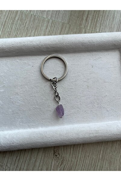 Pel Design Raw Amethyst Stone Keychain Handmade