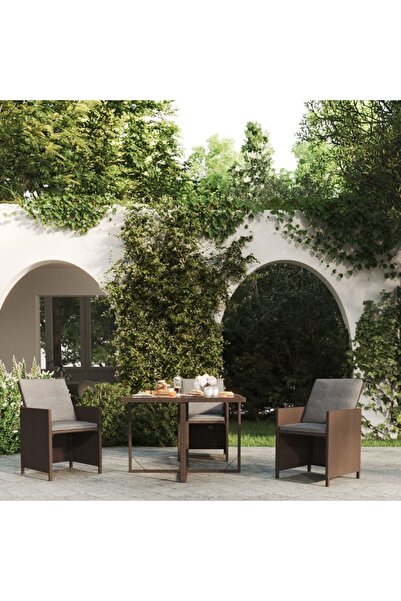 Concept Τραπέζι κήπου, καφέ, 109x107x74 cm, πολυρατάν και γυαλί