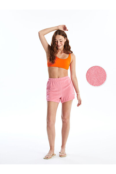 LC Waikiki Pink Women's Elastic Waist Plain Beach Shorts