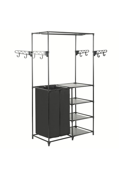 Concept Cuier haine, Oțel și textil nețesut, 87x44x158 cm Negru