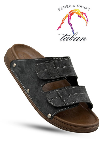 sermoda Men's Slipper - Double Buckle Adjustable Stretchy Sole Leather Men's ...