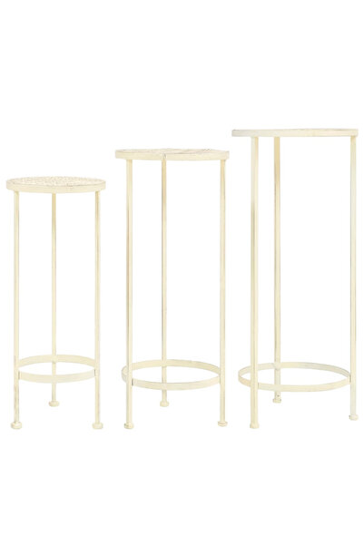 Concept Set cu suport plante, 3 piese, stil vintage, metalic, alb