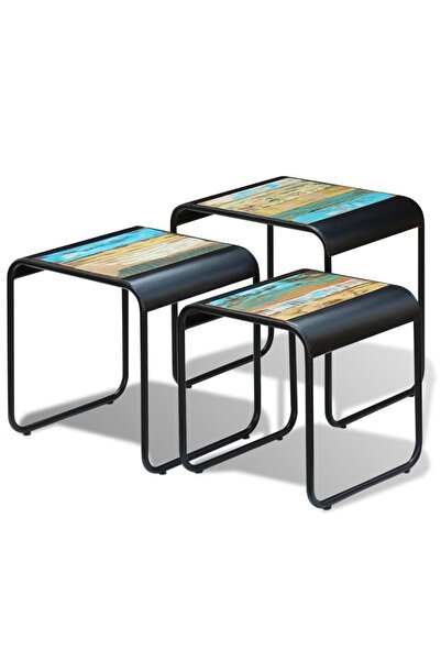 Concept Στοιβαζόμενα τραπέζια, 3 τεμάχια, από συμπαγές ανακυκλωμένο ξύλο