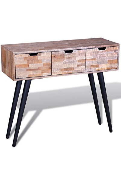 Concept Κονσόλα τραπεζιού με 3 συρτάρια, ανακυκλωμένο ξύλο τικ