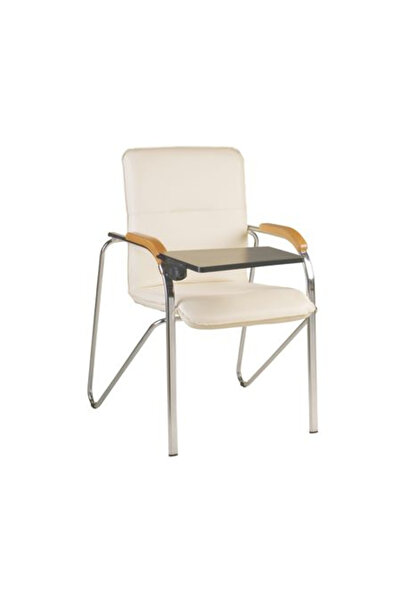 Concept Mobili MULLER Ξύλινη καρέκλα επισκέπτη με πτυσσόμενο τραπέζι, Κρεμ οι...