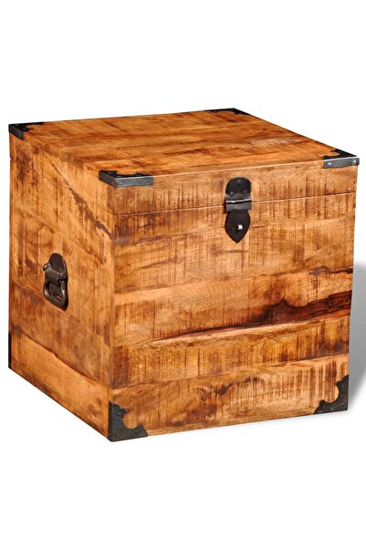 Concept Cufăr de depozitare tip cub, lemn de mango nefinisat
