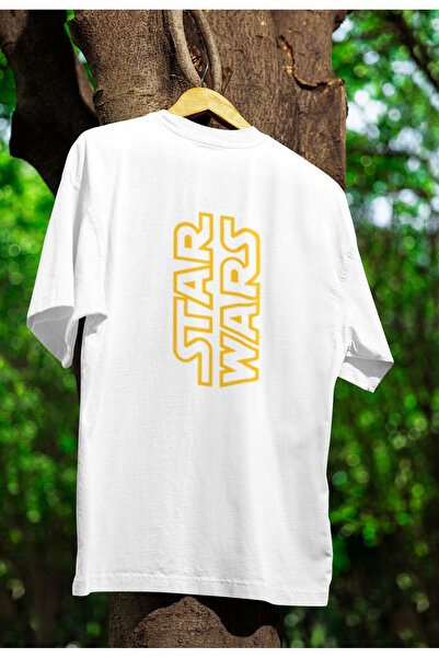 MG STAR WARS BASKILI BİSİKLET YAKA PAMUKLU OVERSIZE KALIP KISA KOLLU UNISEX T...