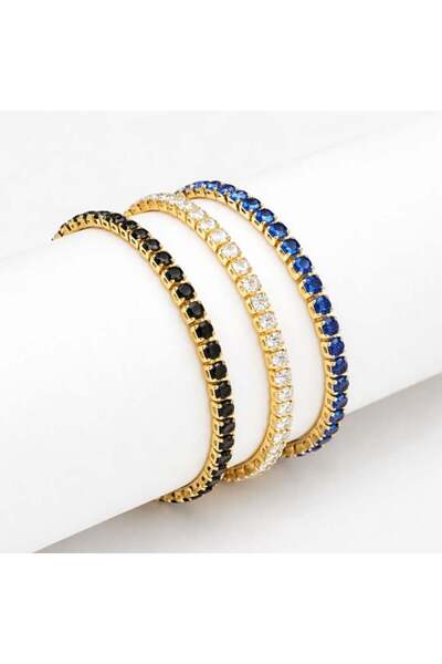 Onixbox Set of 3 Tennis Bracelets Plated with 18K Gold - Adjustable Sizes - C...