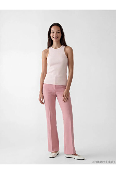 LC Waikiki LCW EVERYDAY Ροζ Γυναικείο Αθλητικό Τοπ με Λαιμόκοψη Ποδηλάτου