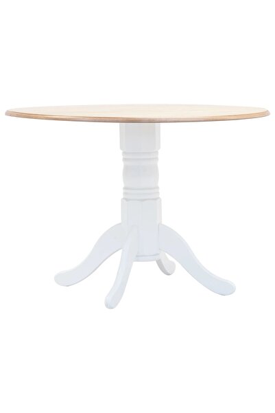 Concept Τραπέζι κουζίνας, λευκό και καφέ, 106 cm, μασίφ ξύλο καουτσούκ