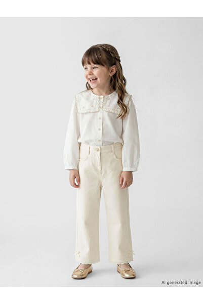 LC Waikiki Sparkling Choices Bow Detailed Girls' Gabardine Trousers from Shin...