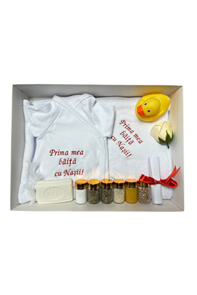Your Baby Store Prosop si bady Prima baita cu nasii brodat -rosu, bumbac si c...