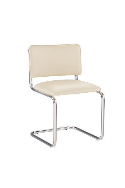 Concept Mobili Πολυθρόνα επισκέπτη MURIELLO, Κρεμ οικολογικό Δερμάτινο